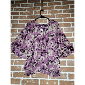 Cato Plus‎ Sportswear Purple Floral Women's Short Sleeve Top Blouse 18/20W